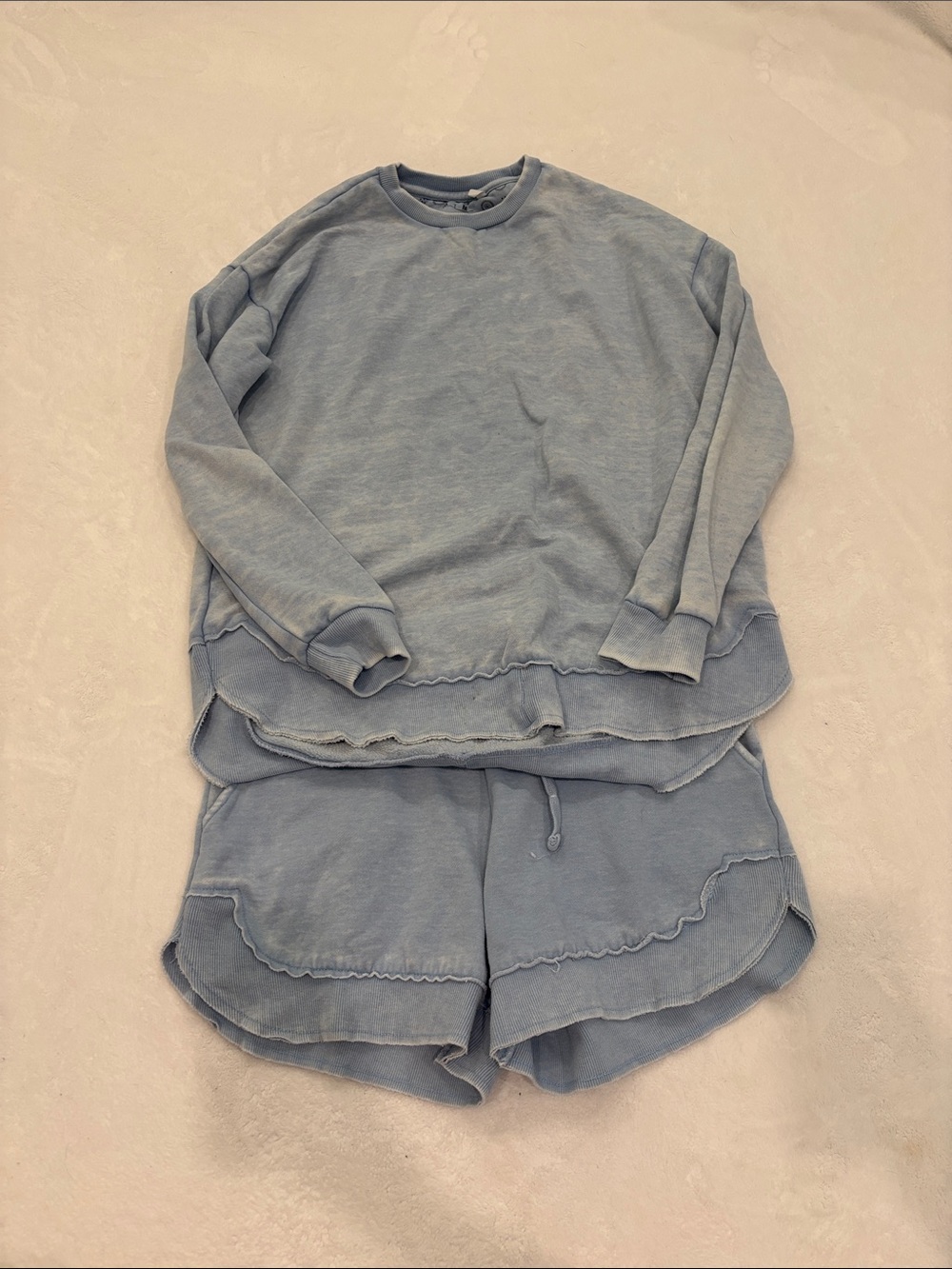 Cozy Light Blue Lounge Sweatshirt and Shorts Set